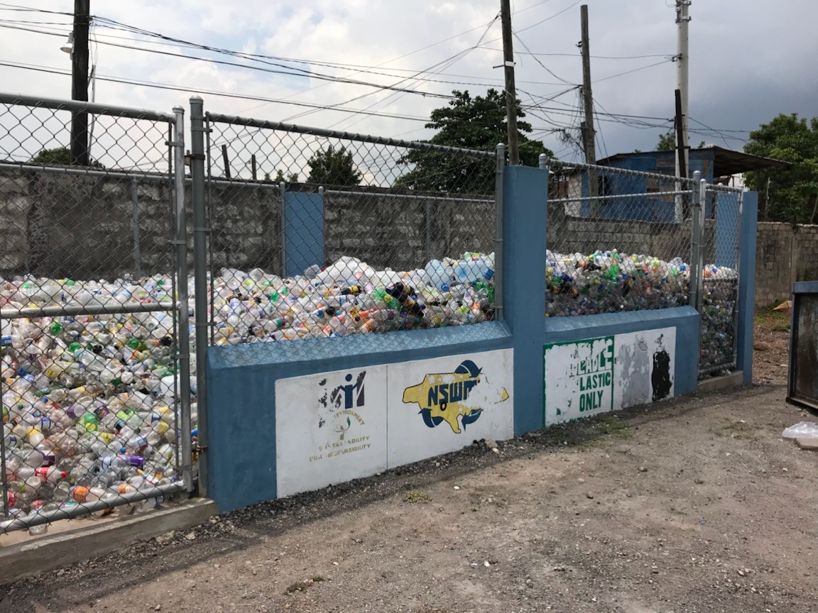 Plastic bottle recycling in Kingston, Jamaica